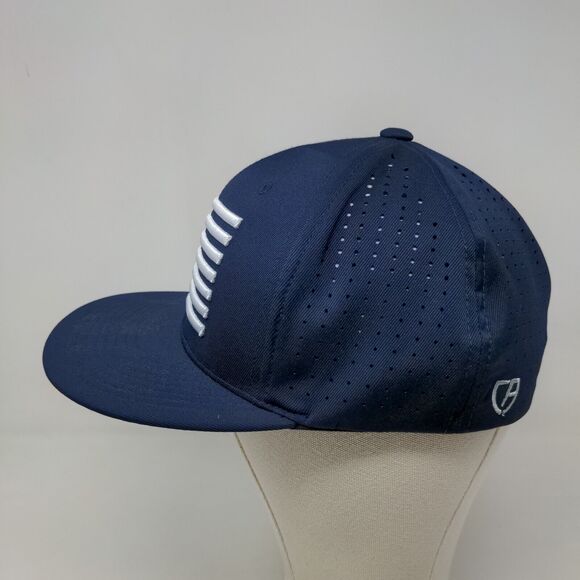 Cap America Premium Line Men's Fitted Hat Blue Size S-M Embroidered Flag Logo - Picture 3 of 8